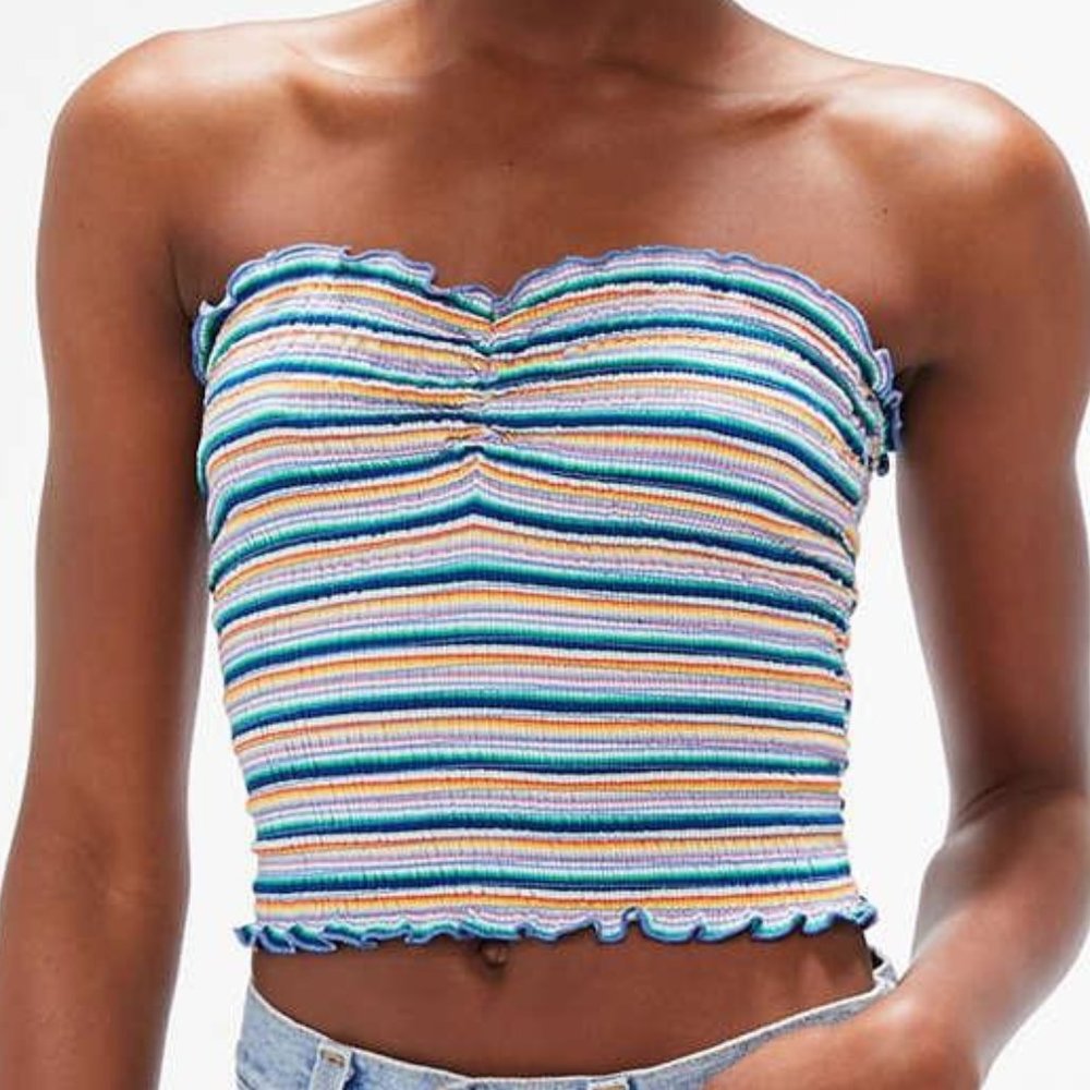 Urban Outfitters Rainbow Cropped Tube Top